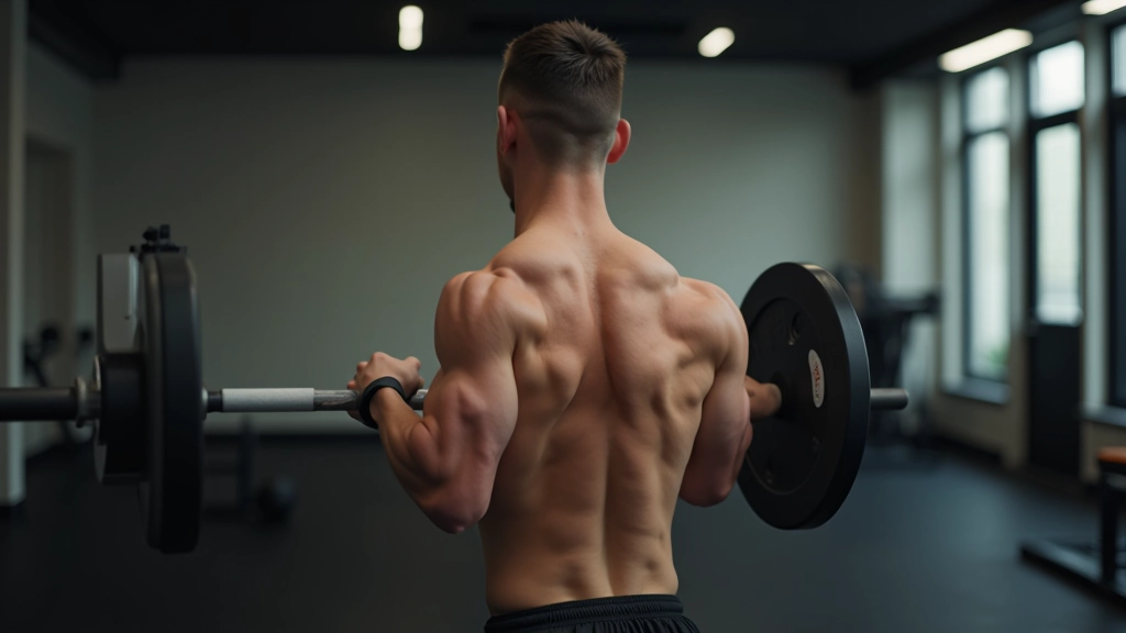 Close-up of proper deadlift starting position showing foot placement, bar position, and neutral spine alignment