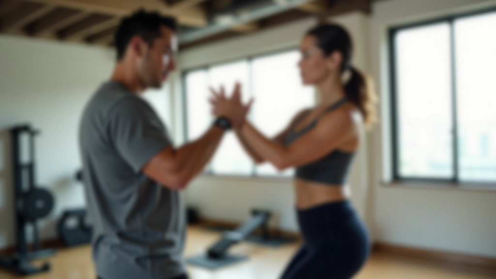 Trainer instructing client on proper functional movement technique